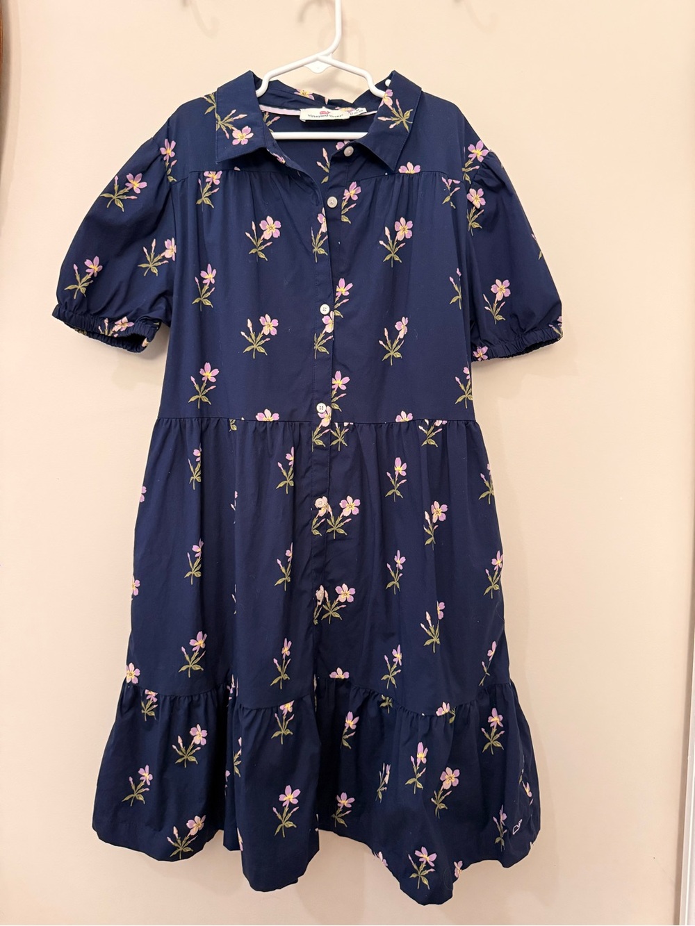 KIDS | Vineyard Vines Tiered Poplin Dress - Size M (12/24)